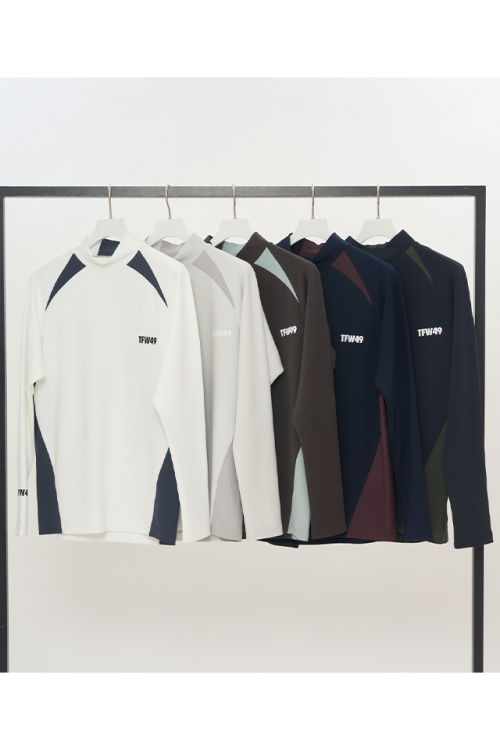 TFW49 ティーエフダブリューフォーティーナイン T102520022 SIDE PANEL LONG SLEEVE MOCKNECK サイドパネルモックネックロングスリーブTシャツ BLACK 正規通販 メンズ ゴルフ 2025年10月31日入荷予定