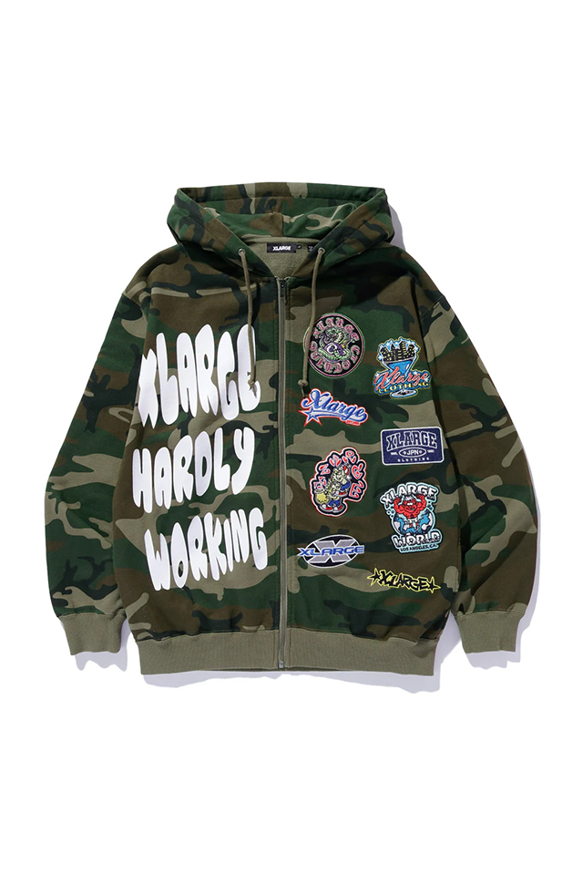 XLARGE エクストララージ 101254012004 MULTI LOGO ZIP UP HOODED SWEATSHIRT ジップパーカー CAMO 正規通販 メンズ レディース