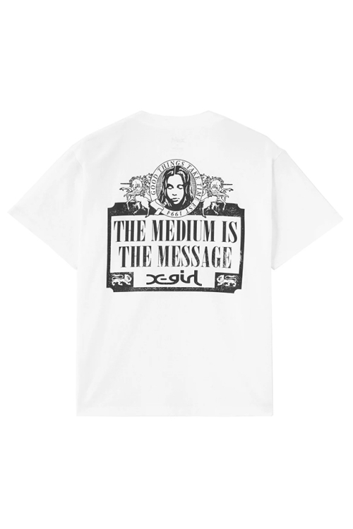 X-girl エックスガール 105252011039 VINTAGE LABEL FACE LOGO S/S TEE Tシャツ WHITE 正規通販 レディース