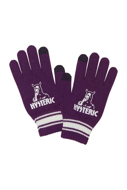 HYSTERIC GLAMOUR ヒステリックグラマー 02253QG03 SPEAK NO EVIL ニットグローブ PURPLE 正規通販 メンズ レディース