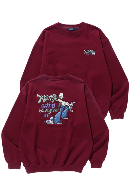 XLARGE エクストララージ 101231012017 XL GRAFFITI CREWNECK SWEAT XLARGE クルーネックスウェット BURGUNDY 正規通販 メンズ レディース