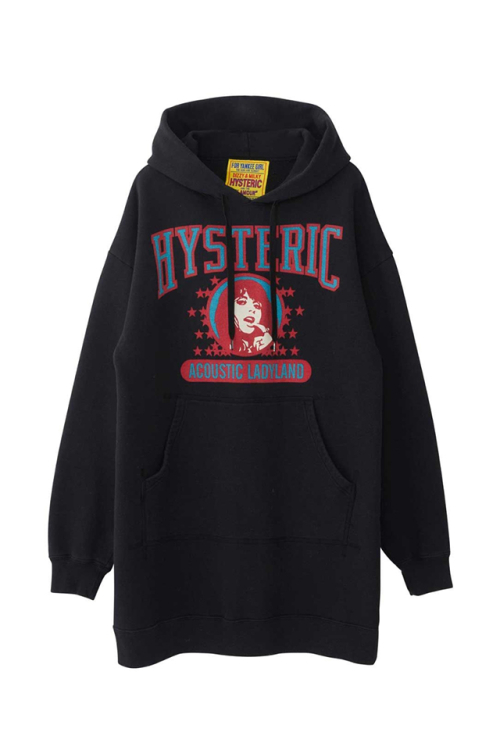 HYSTERIC GLAMOUR ヒステリックグラマー 01241CO03 ACOUSTIC LADYLAND オーバーサイズワンピース BLACK 正規通販 レディース