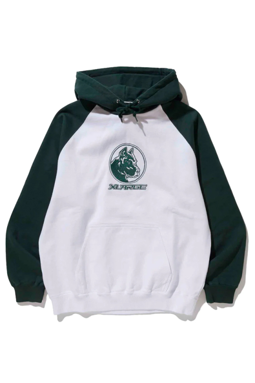 XLARGE エクストララージ 101233012004 PITBULL RAGLAN HOODED SWEATSHIRT XLARGE ラグランパーカー GREEN 正規通販 メンズ レディース