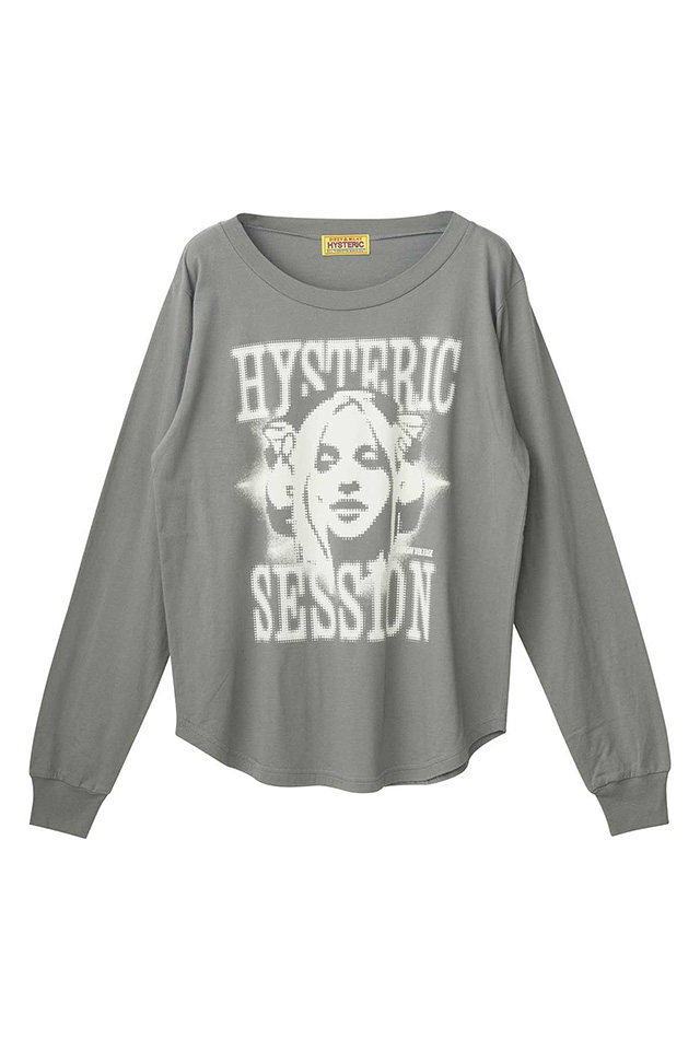 HYSTERIC GLAMOUR ヒステリックグラマー 01263CL07 HYSTERIC SESSION Tシャツ KHAKI 正規通販 レディース