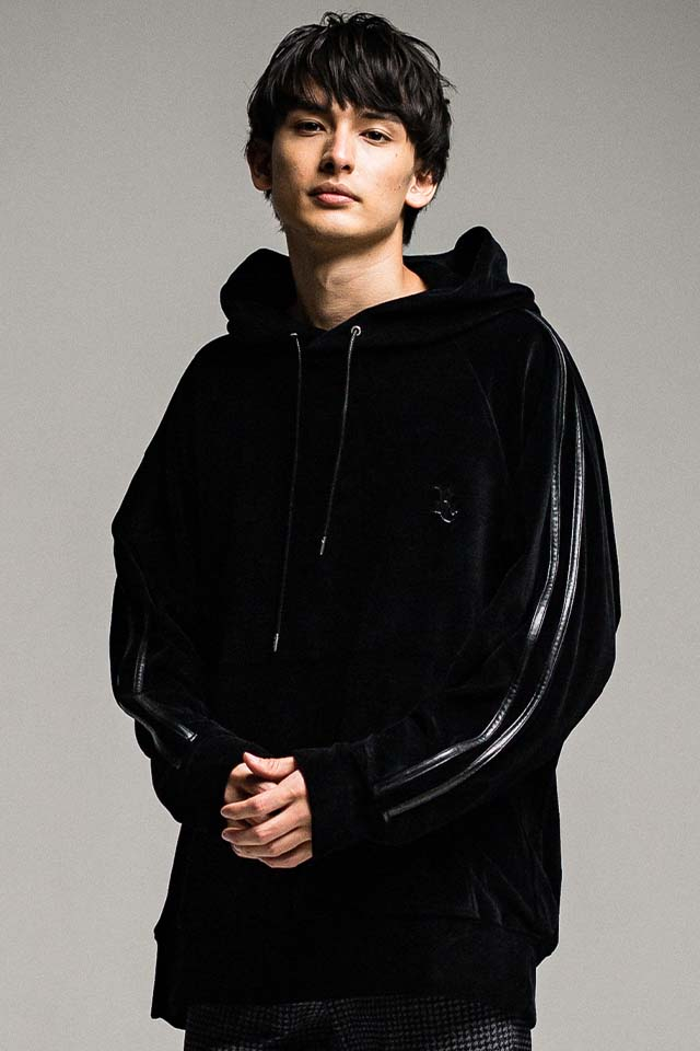 RESOUND CLOTHING RC26-C-007 VELOUR LINE loose hoodie ベロアラインルーズパーカー BLACK 正規通販 メンズ