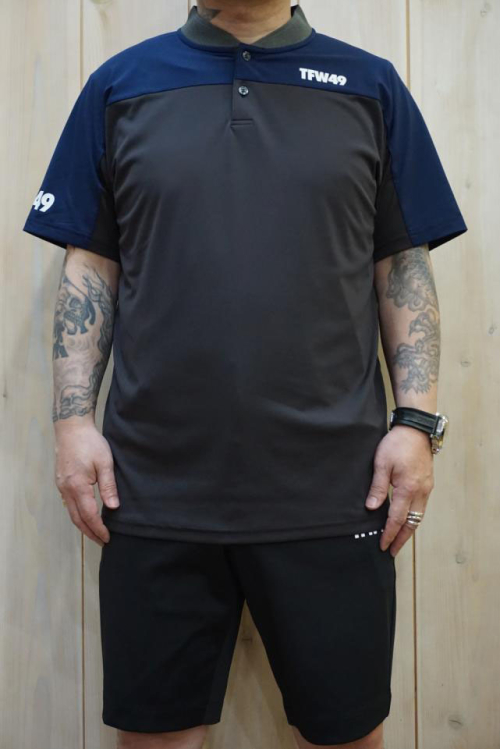 TFW49 ティーエフダブリューフォーティーナイン T102310012 SIDE MESH COLLARLESS POLO サイドメッシュカラーレスポロ CH × NV 正規通販 メンズ ゴルフ
