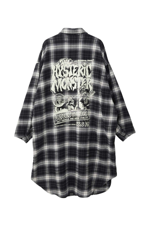 HYSTERIC GLAMOUR ヒステリックグラマー 01253AO04 FM MONDO RADIO チェックシャツワンピース BLACK 正規通販 レディース
