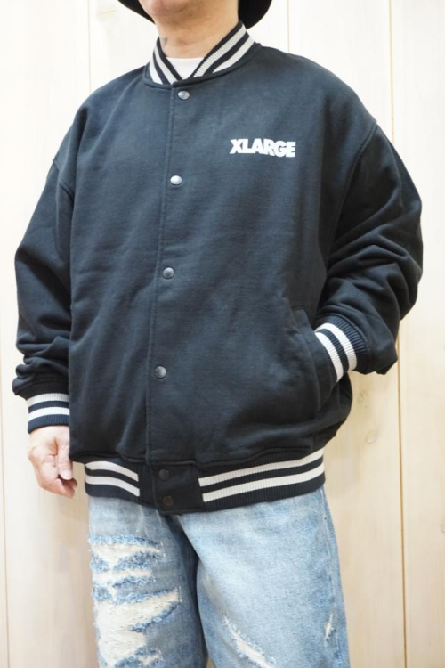 XLARGE エクストララージ 101223021008 SWEAT VARSITY JACKET XLARGE スウェットスタジャン BLACK 正規通販 メンズ レディース