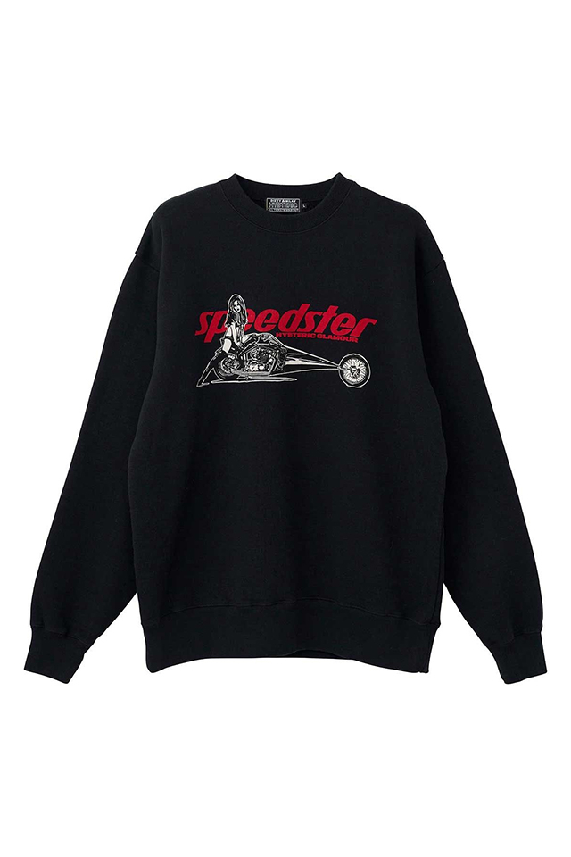 HYSTERIC GLAMOUR ヒステリックグラマー 02253CS08 SPEEDSTER スウェット BLACK 正規通販 メンズ