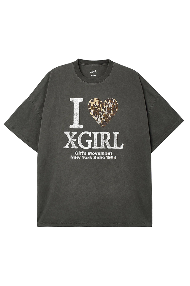 X-girl エックスガール 105262041009 FADED I LOVE X-GIRL S/S BIG TEE DRESS Tシャツワンピース BLACK 正規通販 レディース