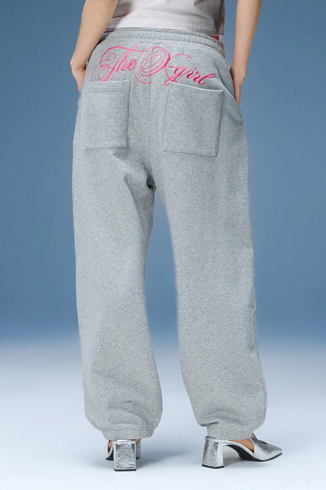 X-girl エックスガール 105262031018 SCRIPT LOGO SWEATPANTS スウェットパンツ ASH 正規通販 レディース