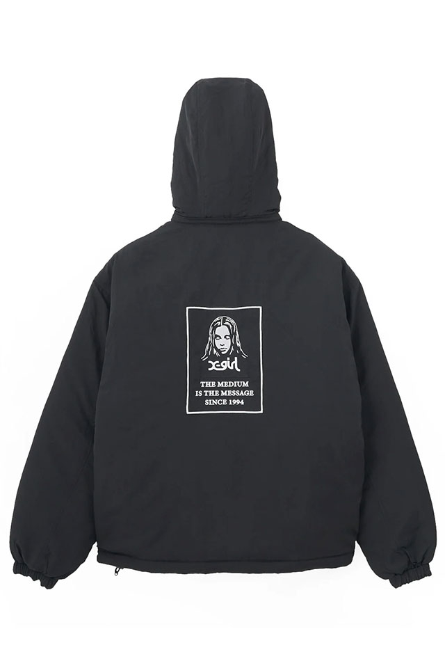 X-girl エックスガール 105253021006 FACE PATCH REVERSIBLE JACKET リバーシブルジャケット BLACK 正規通販 レディース