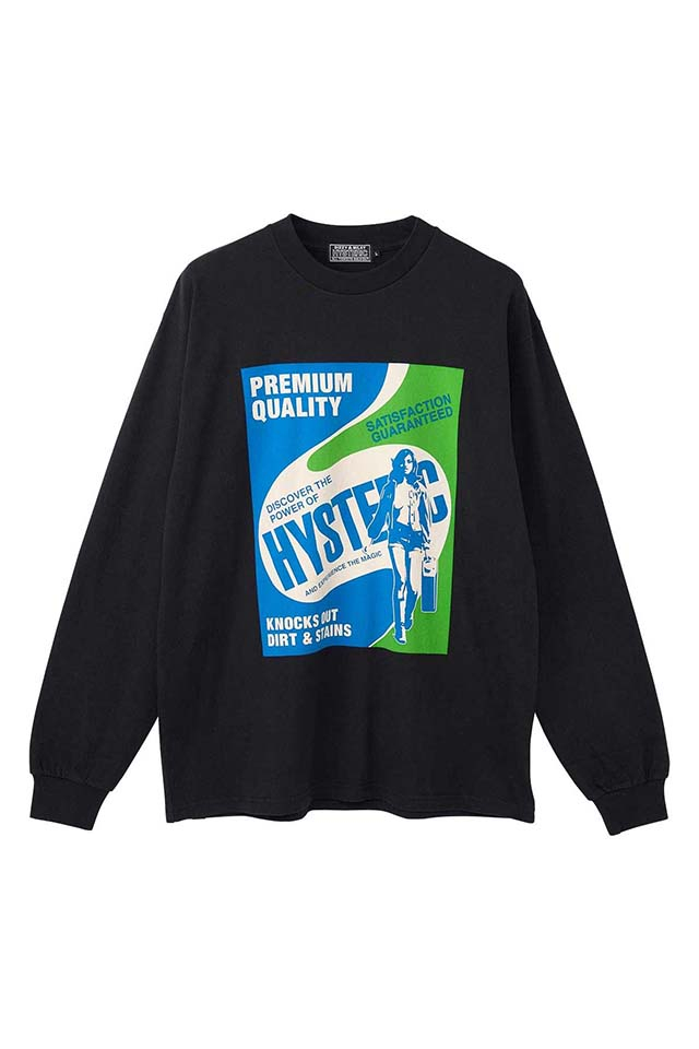 HYSTERIC GLAMOUR ヒステリックグラマー 02253CL11 HYSTERIC DETERGENT Tシャツ BLACK 正規通販 メンズ