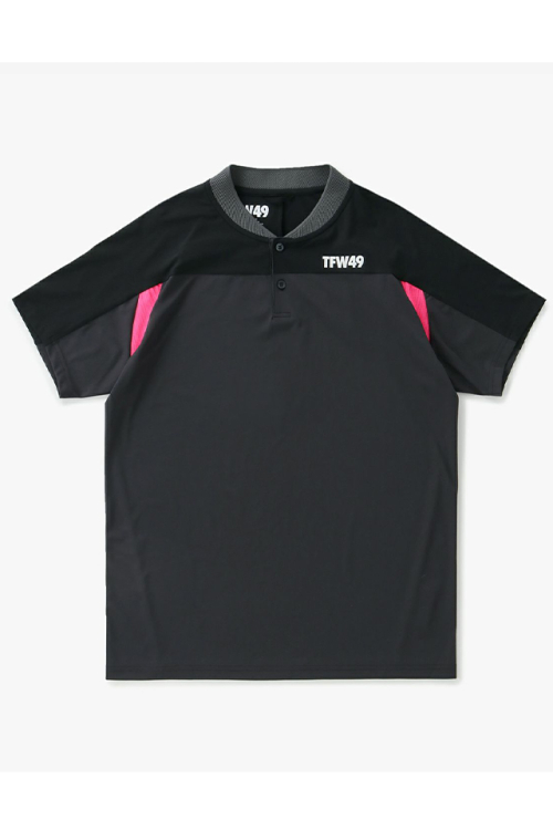 TFW49 T102320004 SIDE MESH COLLARLESS POLO サイドメッシュカラーレスポロシャツ CHxBK 正規通販 ゴルフ メンズ