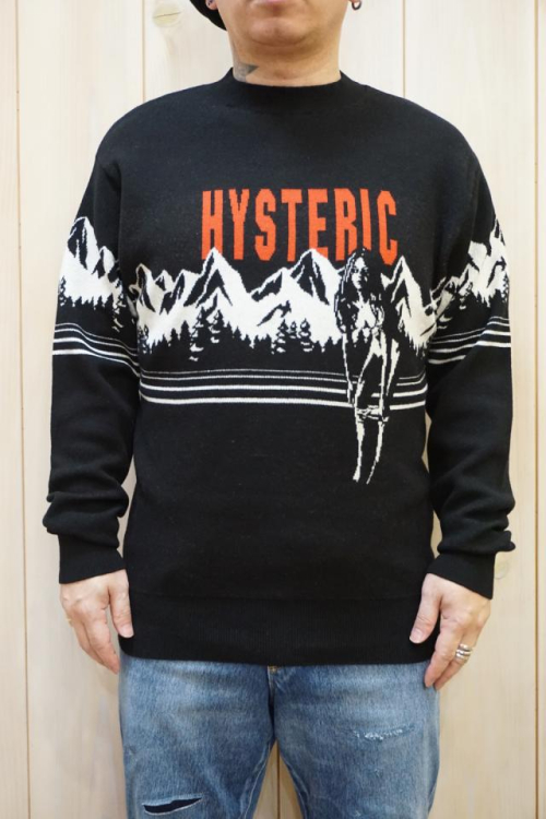 HYSTERIC GLAMOUR 02223NS05 MOUNTAINジャカード セーター BLACK 正規通販 メンズ