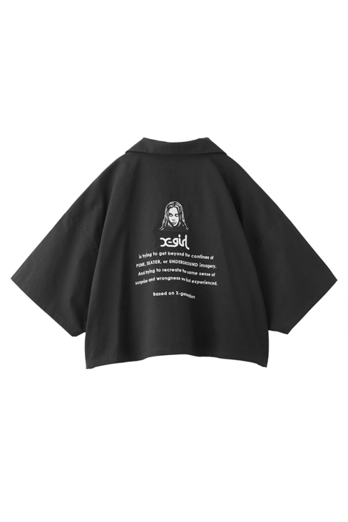 X-girl エックスガール 105252014009 FACE OPEN COLLAR CROPPED SHIRT クロップド丈シャツ BLACK 正規通販 レディース
