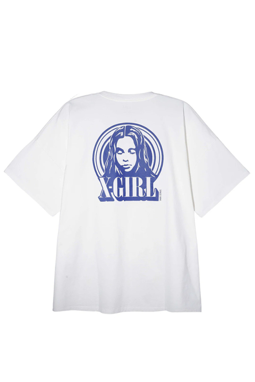 X-girl エックスガール 105242041003 CIRCLE BACKGROUND FACE LOGO S/S BIG TEE DRESS Tシャツワンピース WHITE 正規通販 レディース