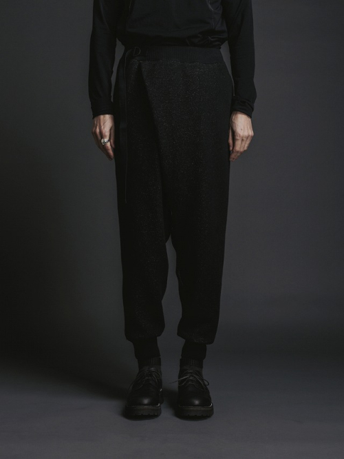 The Viridi-anne ザ ヴィリジアン VI-3535-04 W/C SWEAT DROP CLOTCH PANTS 綿ウール裏毛ドロップクロッチパンツ BLACK 正規通販 メンズ