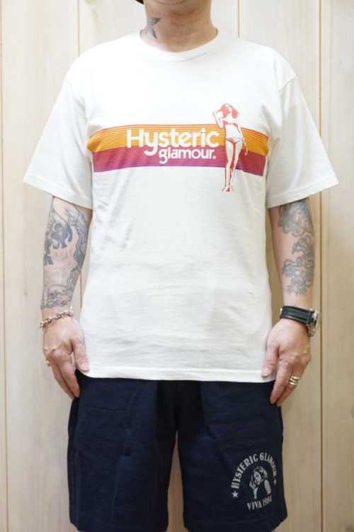 HYSTERIC GLAMOUR ヒステリックグラマー 02222CT18 SUNSET LOVE Tシャツ WHITE 正規通販 メンズ