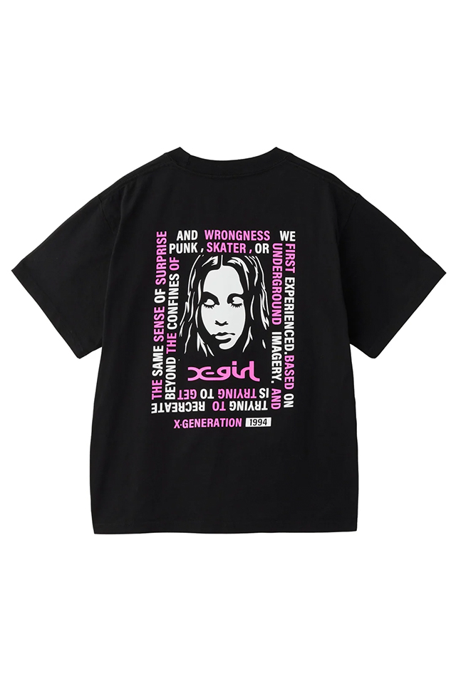 X-girl エックスガール 105253011013 MESSAGE BOX FRAMED FACE S/S TEE Tシャツ BLACK 正規通販 レディース