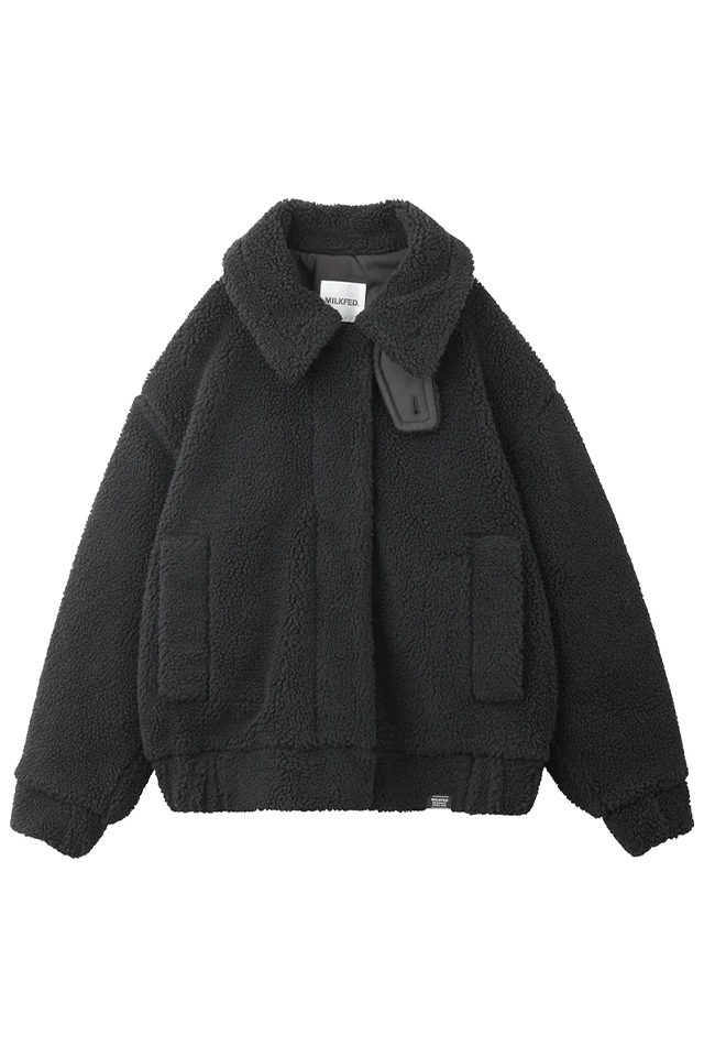 MILKFED. ミルクフェド 103233021003 LOGO COLLAR BOA JACKET MILKFED. ボアジャケット BLACK 正規通販 レディース