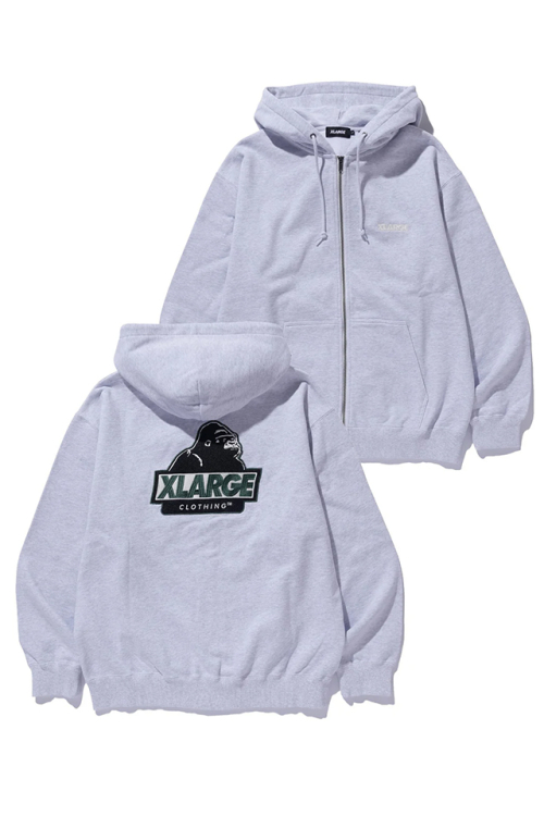 XLARGE エクストララージ 101253012004 SLANTED OG ZIP HOODED SWEATSHIRT ジップパーカー ASH 正規通販 メンズ レディース