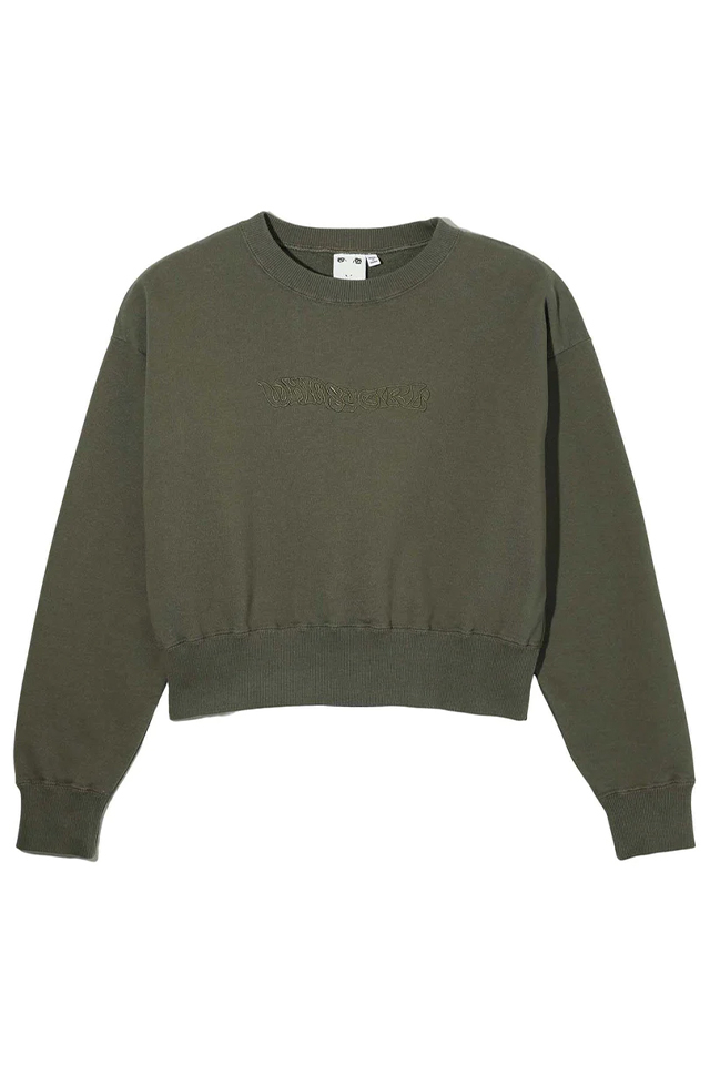 X-girl エックスガール 105234012012 BUTTERFLY EMBROIDERY COMPACT SWEAT TOP X-girl スウェット OLIVE 正規通販 レディース