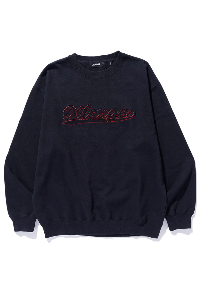 XLARGE エクストララージ 101254012018 CHENILLE LOGO CREWNECK SWEATSHIRT クルーネックスウェット BLACK 正規通販 メンズ レディース