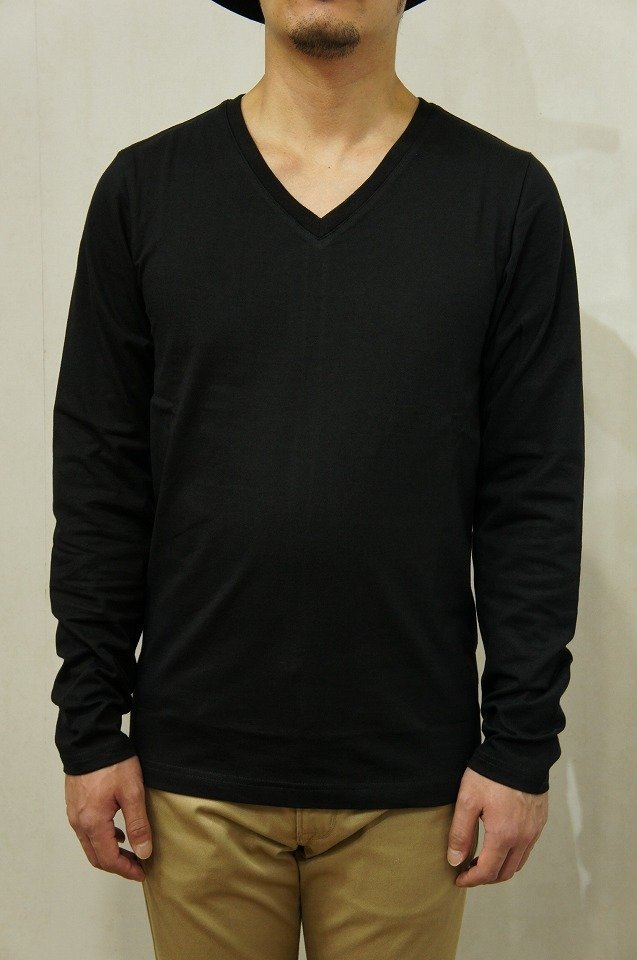 メンズ junhashimoto ジュンハシモト 1100000008 SERIBU V L/S セリブVネックロングスリーブTシャツ [BLACK] 正規通販
