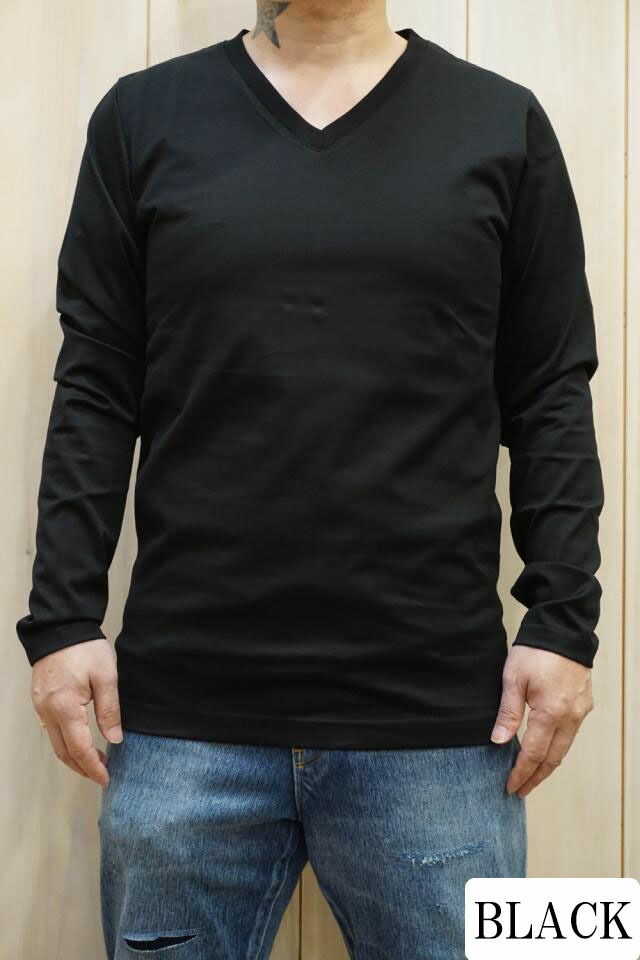 junhashimoto ジュンハシモト 1100000027 101SERIBU V L/S 101セリブVネックロングスリーブTシャツ BLACK 正規通販 メンズ