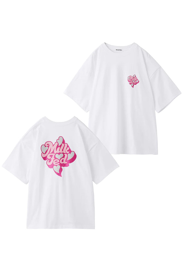 MILKFED. ミルクフェド 103232011016 GLITTER LOGO WIDE S/S TEE MILKFED. Tシャツ WHITE 正規通販 レディース