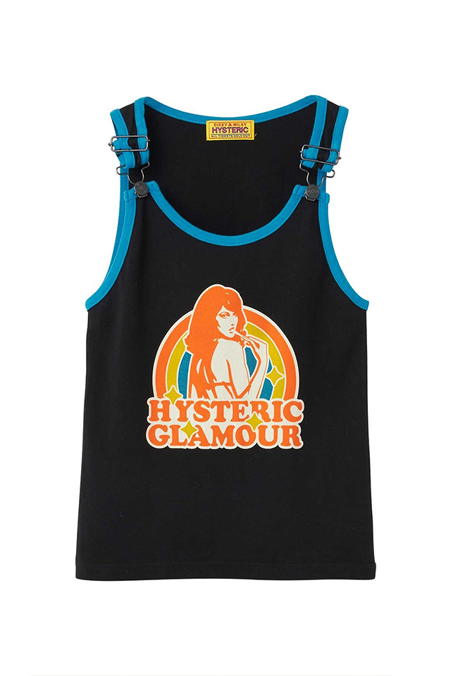 HYSTERIC GLAMOUR ヒステリックグラマー 01261CR02 RAINBOW WOMAN タンクトップ BLACK 正規通販 レディース