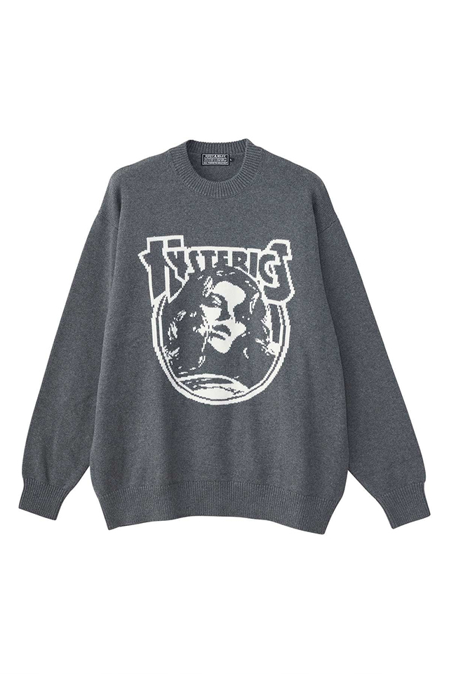 HYSTERIC GLAMOUR ヒステリックグラマー 02253NS01 ENDLESS ROCK編込 セーター TOP GRAY 正規通販 メンズ