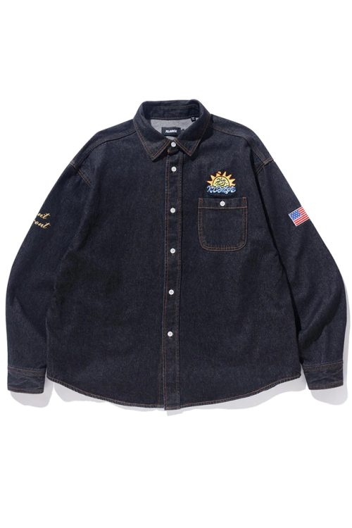 XLARGE エクストララージ 101233014001 SUNRISE DENIM L/S SHIRT XLARGE デニムシャツ BLACK 正規通販 メンズ レディース