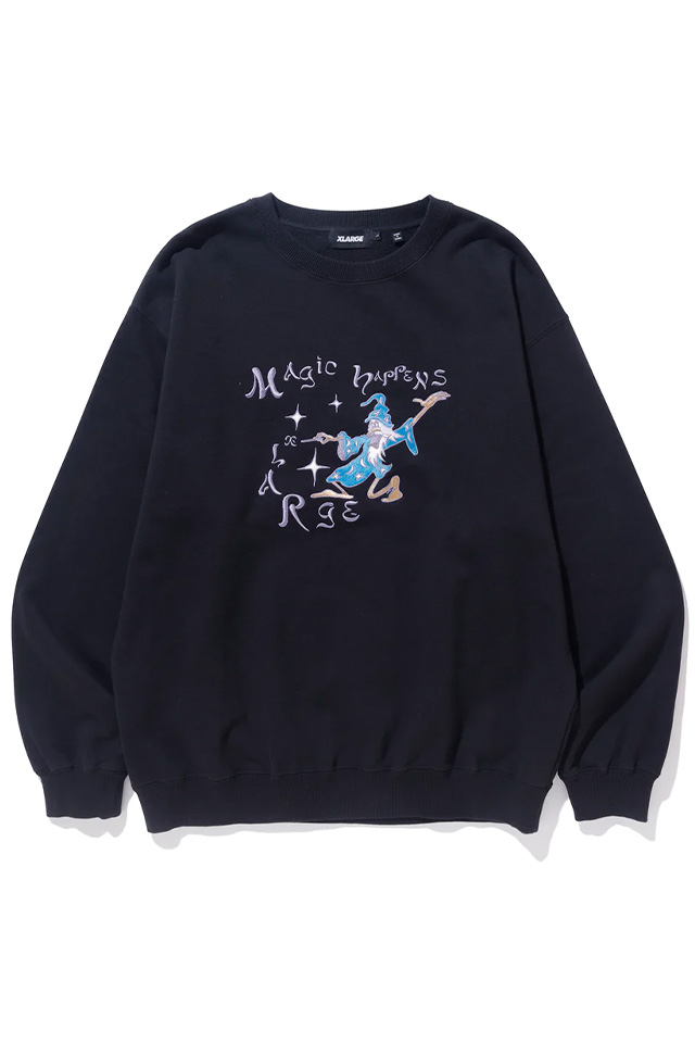 XLARGE エクストララージ 101234012018 MAGIC HAPPENS CREWNECK SWEATSHIRT XLARGE クルーネックスウェット BLACK 正規通販 メンズ レディース