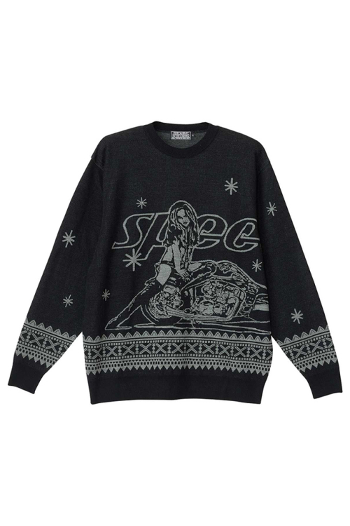 HYSTERIC GLAMOUR ヒステリックグラマー 02263NS06 SPEEDSTERジャカード セーター BLACK 正規通販 メンズ レディース