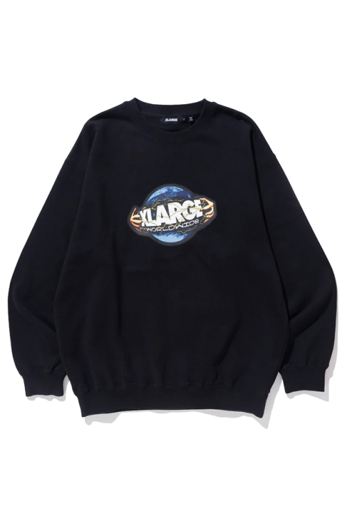 XLARGE DIGITAL EARTH LOGO CREWNECK SWEAT XLARGE クルーネックスウェット BLACK 101224012022 正規通販 メンズ レディース