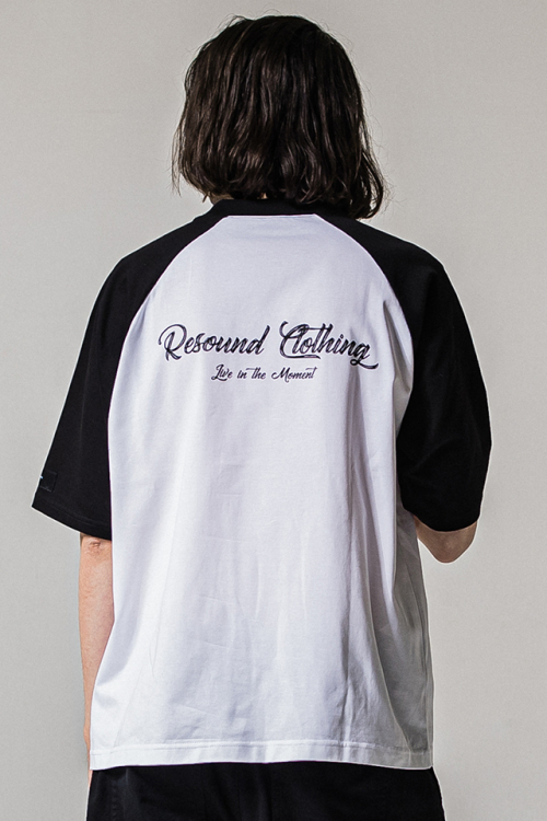 RESOUND CLOTHING リサウンドクロージング RC39-T-001 BACK RC raglan OVER TEE ラグランTシャツ WHBK 正規通販 メンズ 2026年4月20日入荷予定