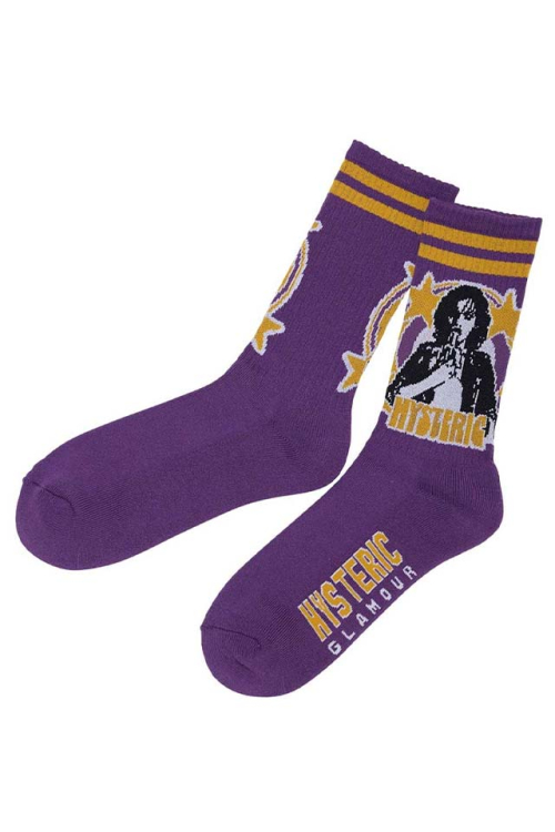 HYSTERIC GLAMOUR ヒステリックグラマー 02261QT01 WOMAN BANANA スポーツソックス PURPLE 正規通販 メンズ