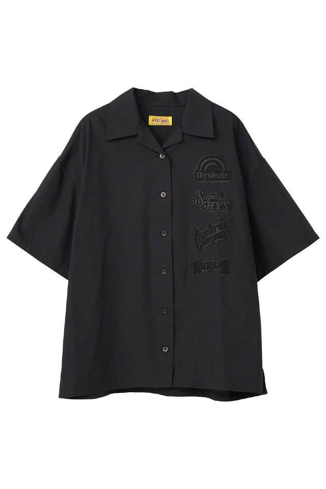 HYSTERIC GLAMOUR ヒステリックグラマー 01261AH05 GUITAR GIRL刺繍 オーバーサイズシャツ BLACK 正規通販 レディース