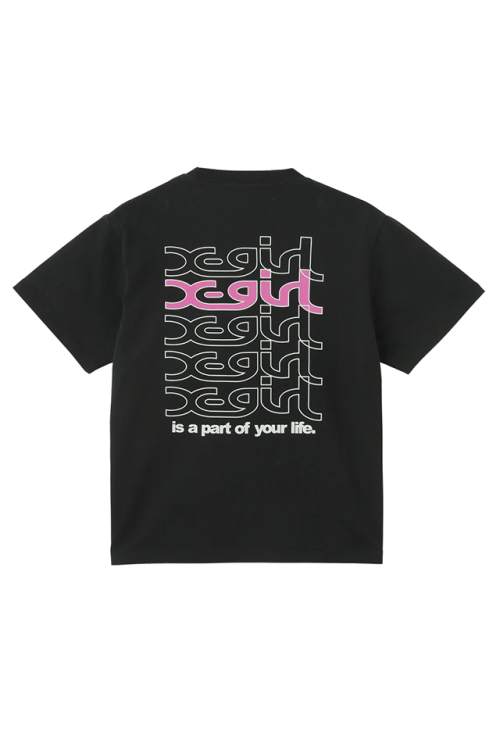 X-girl エックスガール 105252011005 REPEAT MILLS LOGO S/S TEE Tシャツ BLACK 正規通販 レディース