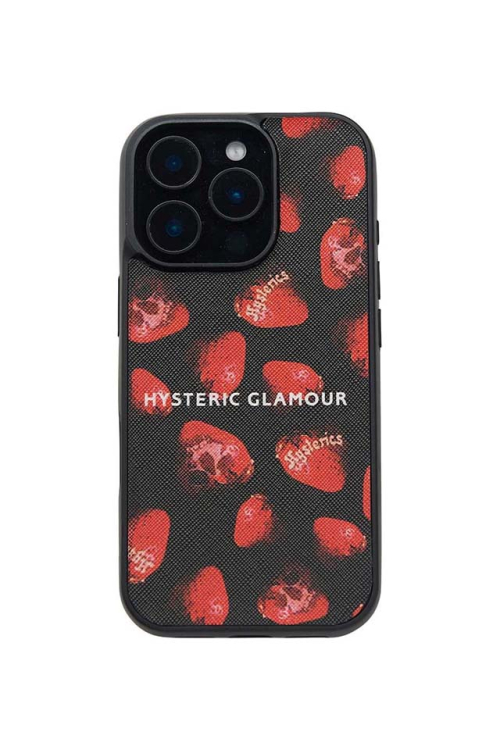 HYSTERIC GLAMOUR ヒステリックグラマー 01253QG13 SKULL BERRY柄 iPhoneカバー BLACK 正規通販 レディース メンズ