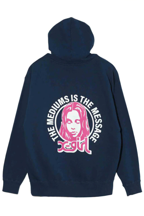 X-girl エックスガール 105234012009 CIRCLE BACKGROUND FACE SWEAT HOODIE X-girl パーカー NAVY 正規通販 レディース