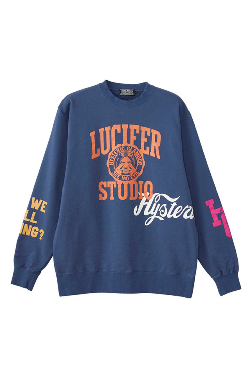 HYSTERIC GLAMOUR ヒステリックグラマー 02253CS02 LUCIFER STUDIO スウェット NAVY 正規通販 メンズ