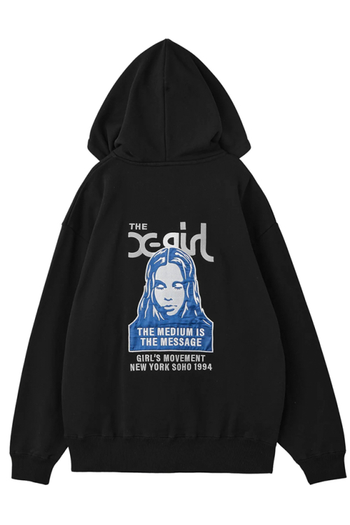 X-girl エックスガール 105254012014 FACE PATCH AND LOGO ZIP UP SWEAT HOODIE ジップパーカー BLACK 正規通販 レディース