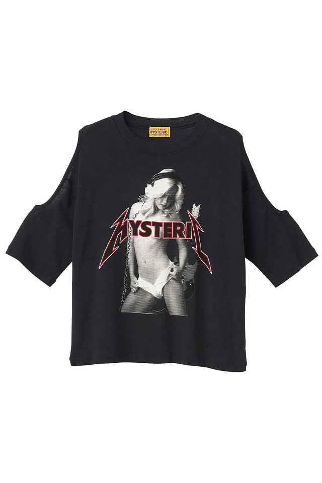 HYSTERIC GLAMOUR ヒステリックグラマー 01261CT05 METAL GIRL Tシャツ BLACK 正規通販 レディース