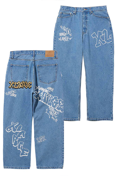 XLARGE エクストララージ 101233031007 GRAFFITI DENIM PANTS XLARGE デニムパンツ LtINDIGO 正規通販 メンズ レディース