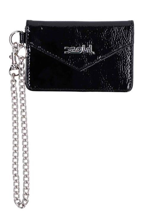 X-girl エックスガール 105234054004 FAUX PATENT LEATHER CARD CASE X-girl カードケース BLACK 正規通販 レディース