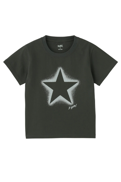 X-girl エックスガール 105252011018 SPRAY STAR S/S BABY TEE ベビーTシャツ CHACOAL 正規通販 レディース