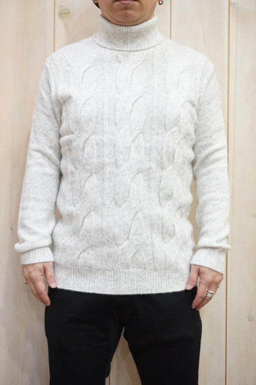 junhashimoto ジュンハシモト 1092220007 CABLE TURTLE NECK KNIT ケーブルタートルネックニット WHITE 正規通販 メンズ